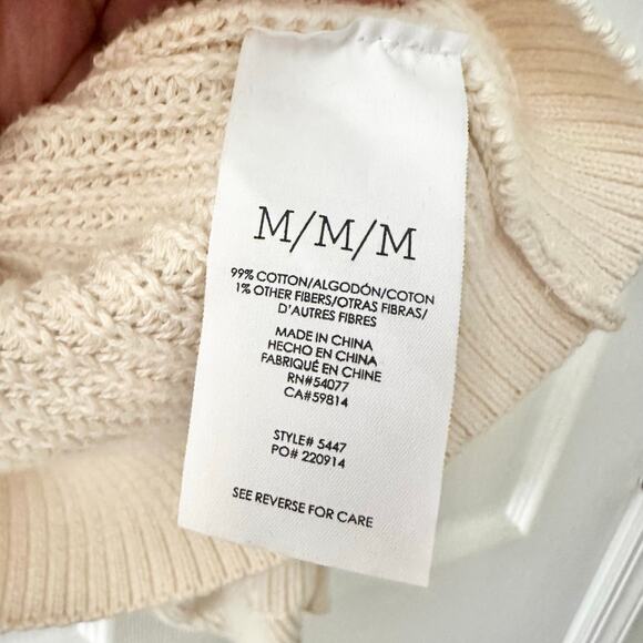 Cabi Beige Bishop Puff Volume Sleeve Open Knit V Button Cardigan Medium 5447 - Picture 9 of 10